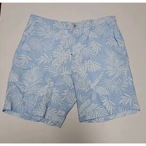 Chaps Shorts Men’s 36 Light Blue Palm Design Cotton Chino Golf